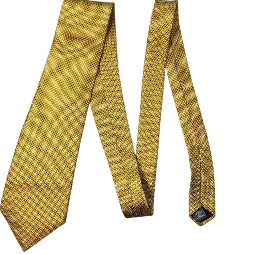 Westbury Necktie Yellow Geometric Dot Pattern Woven